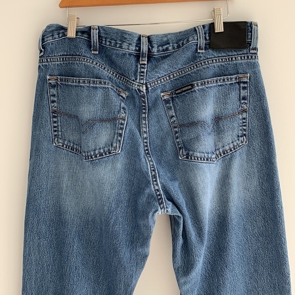 Harley Davidson Men's Jeans 38x34 Blue Medium Wash Biker Denim* - Picture 7 of 12